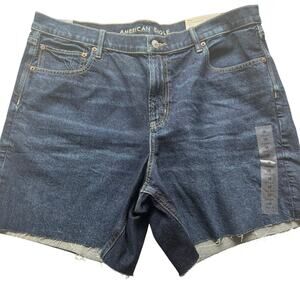 American Eagle Mom Shorts Sz 18 Strigid High Rise Distressed Denim NWT Blue